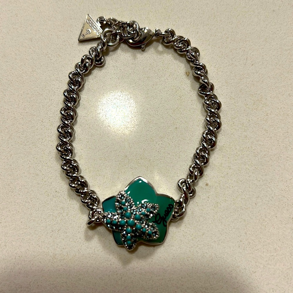 Guess Robins Egg Blue Starfish Silver Bracelet